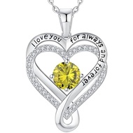 for Women Wife Infinity Heart Birthstone I Love You Necklace S925 Anniversary Women Necklaces for He