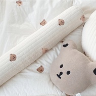 INS Korean Bear Embroidery Baby Bumper Bed Crib Cot Protector Newborn Infant Long Sleeping Pillow Comfort Cushion Room Decor