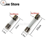 FS 10Pcs Fast Quick Blow Glass Fuse Tube 5*20mm 6*30mm 250V 0.1A 0.2A 0.5A 1A 2A 3A 4A 5A 6A 8A 10A 