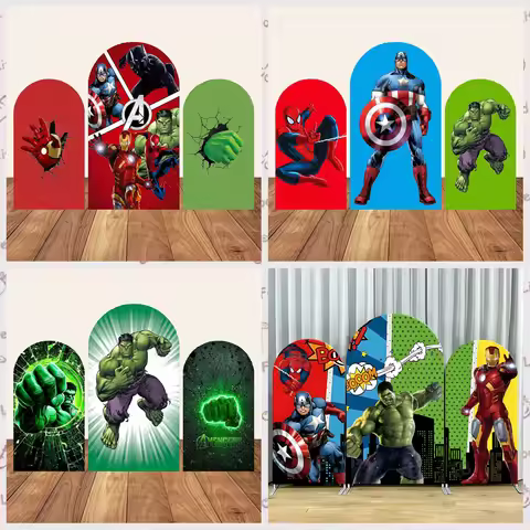 Avengers Arch Background Superhero Iron Man Hulk Spider-Man Kids Boys Birthday Party Baby Shower Cus