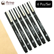FLYTOP 6PCS Uni Pin Drawing Pen Fine Line 005 01 02 03 05 08 Needle pen F3K2