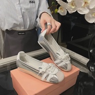 Swan Lake สีขาวสบายแฟชั่นฤดูร้อนของแท้หนังด้านล่างนุ่ม SLIP-ON Casual ฤดูใบไม้ผลิส้นหนารองเท้าบัลเล่