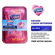 Detergent cair Sayang 500 Free Box - Sabun Deterjen Sayang Cair 24 Sachet Free Lunch Box