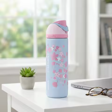 OWALA&SB collaboration cherry blossom pattern high aesthetic insulated cup, straw water cup, 710ml s