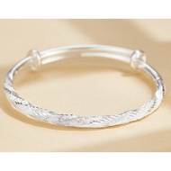 Push-Pull Ring s999.9Twisted Silver Bracelet Samoebius Pure Silver Bracelet Pure Silver Youth Style 