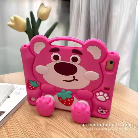 3D Cartoon Lotso Bracket Silicone Tablet Protective Case For IPad 9 8 7th Air Mini 2 3 4 5 6 10.9 Pr