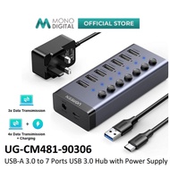 UGREEN CM481 USB-A 3.0 TO 7 PORTS USB HUB 3.0 7-PORT USB ADAPTER USB HUB WITH DC 12V2A POWER SUPPLY 