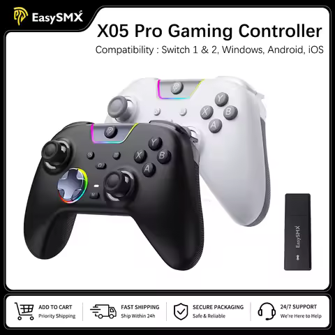EasySMX X05 Pro Wireless Gamepad, Hall‑Effect Anti‑Drift Joystick, Dual Vibration Controller for PC