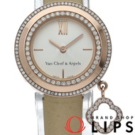 Van Cleef & Arpels Mini Charm Watch, Diamond Bezel, 25mm, ARO29800, Box, Warranty, K18PG/Leather, La