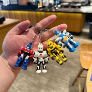 Gantungan kunci kereta Transformers kartun baru, patung robot anime, hiasan beg, gantungan kunci ker