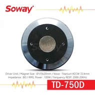 Soway แท้ 100% TD-750D ไดร์เวอร์ลำโพงเสียงแหลม ขนาดแม่เหล็ก170x20mm. Driver Unit Speaker For Tweeter
