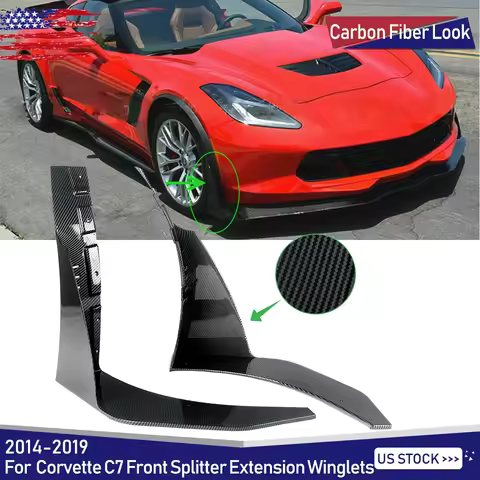 Z06 Stage 3 PAINTED CARBON FIBER Front Splitter Extensions For 14-19 Corvette C7