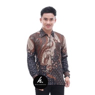 KEMEJA HITAM Men's Batik Shirt Long Sleeve Modern Luxury For Invitations - Black, M