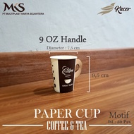 Paper Cup Handle 9oz KACER brand Paper Cup Hot Coffee 9 oz Paper Cup + Handle