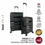 SAMEL 2 IN 1 SET FGD 383 JAPANESES CONCEPT EXPANDABLE ANTI THEFT ZIPPER PP LUGGAGE 20" + 28"
