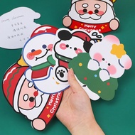 4 Pcs Cartoon Shaped Christmas Greeting Cards Student X-mas Blank Gift Cards