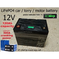 12V car LiFePO4 Lithium Ion Phosphate battery pack cranking 300A heavy duty inverter power car lorry