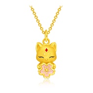 CHOW TAI FOOK 999 Pure Gold Pendant - Lucky Fox with Sakura R32088