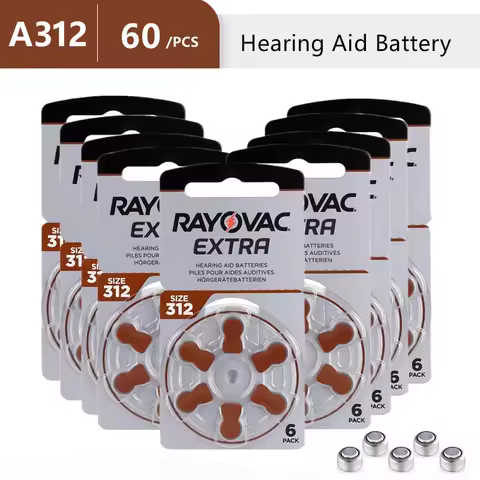 Hearing Aid Batteries A312 312A ZA312 312 PR41 RAYOVAC EXTRA 60 PCS Zinc Air Performance Hearing Aid