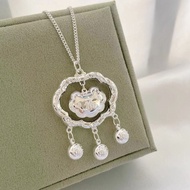 New Style s999 Baby Longevity Lock Necklace Baifu Silver Lock Pendant Baby Full Month Birthday Gift 