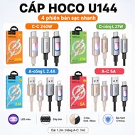 Hoco U144 Fast Charging Cable Aluminum Braided Wire 240W 60W 27W 5A For iP Type C Length 1m 1.2m