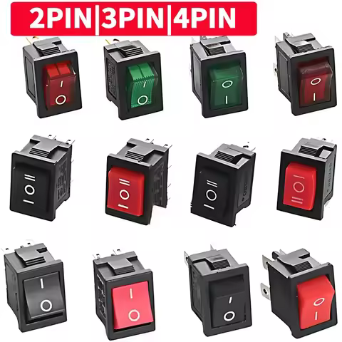10/30/100 Pcs KCD1 Snap - in Boat Rocker Switch - SPST ON - OFF, 2/3/4 Pin, 250V 6A (AC) / 125V 10A,
