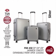 SAMEL 3-IN-1 SET FGD 432 JAPANESE CONCEPT EXPANDABLE ANTI-THEFT ZIPPER FRONT OPEN LUGGAGE (20" + 24"