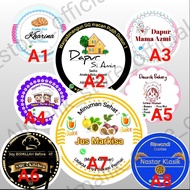 stiker label bulat produk makanan minuman kosmetik toples kue cup box cemilan snack jamu murah