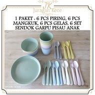 JUKE - IKEA 36 Pcs KALAS Set Isi 6 Pcs Piring 6 Pcs Mangkuk 6 Pcs Gelas 6 Set Sendok Garpu Pisau / P