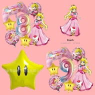 Peach Princess Pink Aluminum Foil Balloon Set Super Mario Brothers Girl Birthday Party Decoration Gift