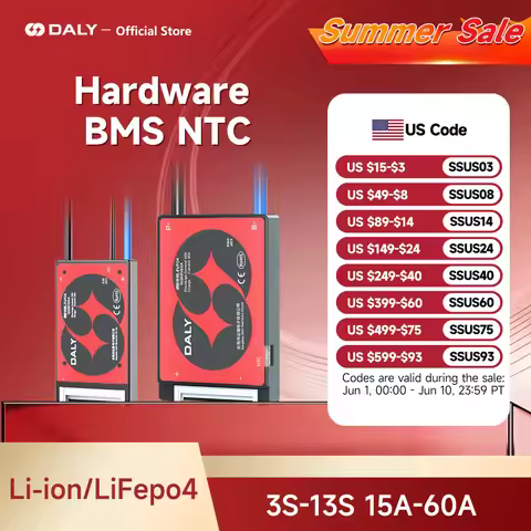 DALY BMS 10S 36V Li-ion BMS with NTC 7S 24V 13S 48V for 3.7V Power Battery 18650 3.2V Lifepo4 4S 12V