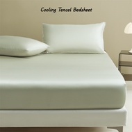 Skin-Friendly Class A Tencel Bedsheet Plain Cooling Ice Silk Fitted Bedsheet Breathable Mattress Cov