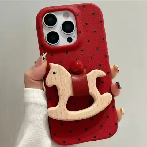 3D Wooden Horse Ring Holder Case For OPPO Reno 15C 15 14 13 11 9 8 Pro 7 Lite 8Z 7Z 6 5 4Z Find X9 X