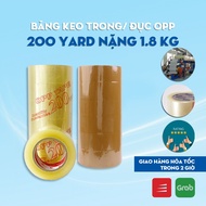 Lốc 6 cuộn băng keo 200 yard đục vàng nặng và băng keo trong