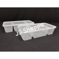 MW TC1300 / 3 Compartment PP Lunch Box with Lid (50pcs±) / Disposable Plastic Food Box / Bento Box /