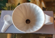 【 CAFEC 日本製 三洋產業 手工 有田燒 02 白色 花形花瓣 手沖 咖啡 錐形 陶瓷 濾杯1~4人】