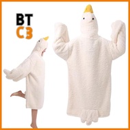 BTC3 ผ้าฟลีซคอรัลอ่อน ชุดนอนชุดห่านขาวขนาดใหญ่ หนาขึ้น การ์ตูน ชุดนอนคอสเพลย์ ตลก ป้องกันลม ชุดนอน ช