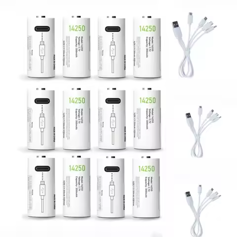 2-20PCS 3.7V 14250 rechargeable lithium battery 300mAh USB rechargeable PLC device battery with type
