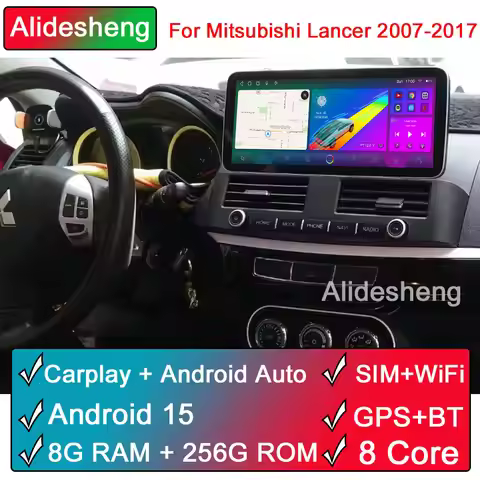 2K 12.3inch 8 core For Mitsubishi Lancer 10 CY 2007 - 2017 Android 15 Carplay Car Radio Multimedia P