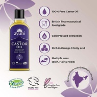 Ayumi Pure Castor Oil 150ml Organic, Cold Pressed Natural For Scalp, Hair, Eyelashes, Eyebrows Treatment