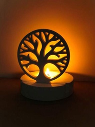 2入組生命之樹圓形蠟燭台矽膠模具,適用於diy石膏環氧樹脂鑄造模具,蠟燭臺桌面家居裝飾品