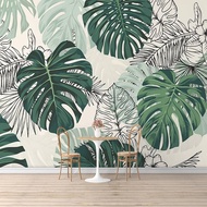 Self-Adhesive Wallpaper Modern Tropical Plant Photo Wall Murals Living Room Bedroom Waterproof Canva