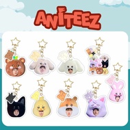 ATEEZ Acrylic Key Chain Cartoon Animals Transparent Keyring Hanging Up Kpop Keychain Seong Hwa Hong 