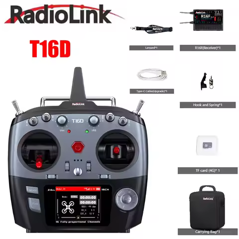 RadioLink T16D 16 Channels RC Transmitter 2.4GHz with R16F Receiver Remote Controller for RC Car Boa