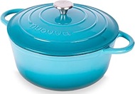 Cast Iron Dutch Oven with Lid – Non-Stick Ovenproof Enamelled Casserole Pot – Sturdy Dutch Oven Cookware – Blue, 7.3-Quart, 30cm – by Nuovva