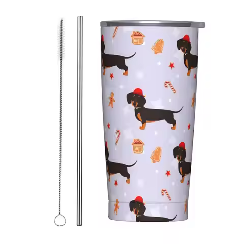 Dachshund Tumbler Vacuum Insulated Dogs Animal Cup Vacuum Flask Smoothie Tea Mug Water Bottle, 20oz