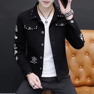 JARMA  Spring autumn denim jackets men Korean version trendy handsome jacket for teenagers casual an