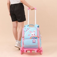 school bag Trolley beg sekolah roda perempuan rendah korean style Children bagpack Primary school Children's  Elementary School Students Large-Capacity Waterproof Six-Wheel Climbin