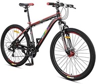 Fashionable Simplicity 27-Speed Mountain Bikes Front Suspension Hardtail Mountain Bike Adult Women Mens All Terrain Bicycle with Dual Disc Brake (Color : Black, Size : 24 Inch)