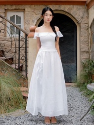 Đầm AMELIE - Đầm trễ vai smocking thun nhún bèo tua rua